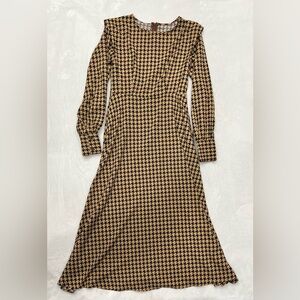 Tan Houndstooth design dress